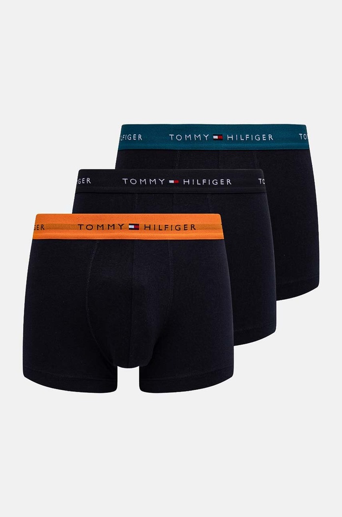 Tommy Hilfiger bokserki dopasowane męskie z bawełną 3-pack dzianina granatowy UM0UM02763