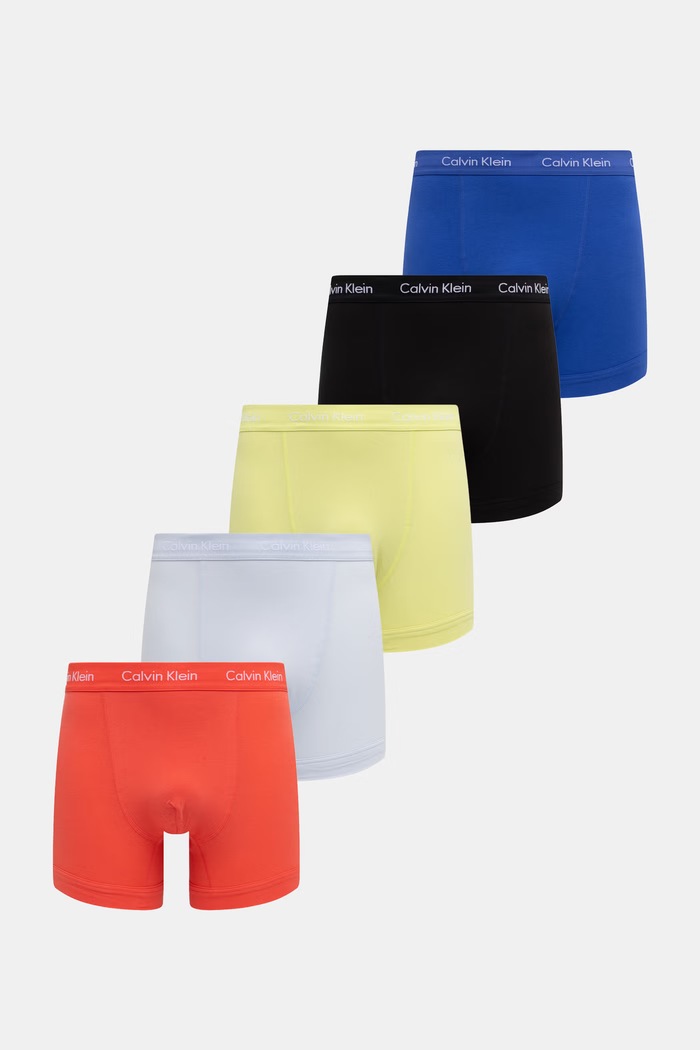 Calvin Klein Underwear boksarice moške bombažne z elastanom paket 5 kosov rdeča 000NB2877A