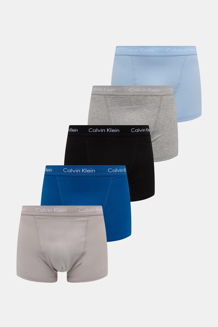 Calvin Klein Underwear boksarice moške bombažne z elastanom paket 5 kosov modra 000NB2877A