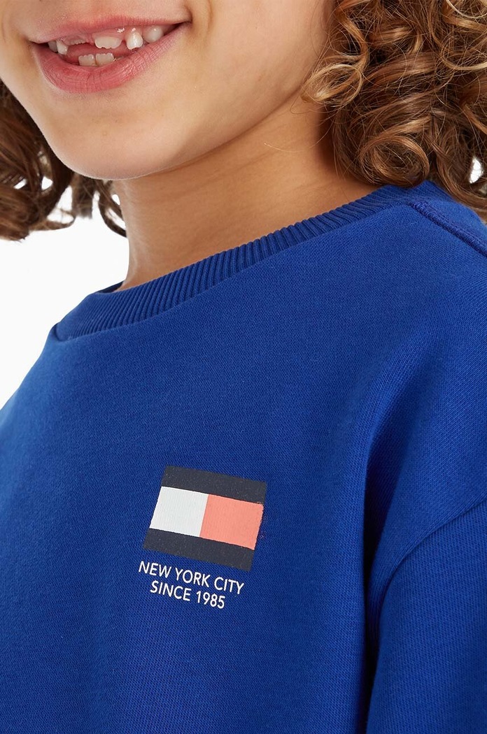 Dětská bavlněná mikina Tommy Hilfiger Tommy Hilfiger modrá KB0KB08291.128.176.9BYX