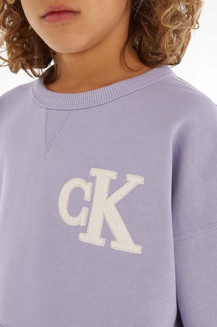 Detská bavlnená mikina Calvin Klein Jeans IB0IB01684.9BYX fialová