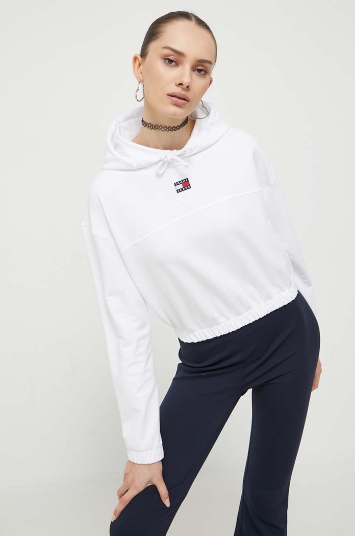 Mikina Tommy Jeans s elastanom biela DW0DW16135