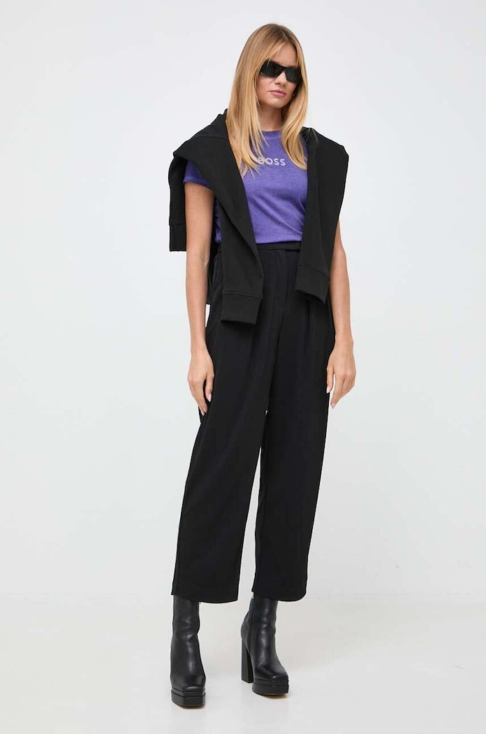 BOSS hanorac de bumbac 50500066 negru AW23