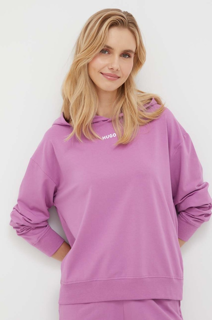 HUGO bluza lounge SHUFFLE_HOODIE fioletowy 50490594