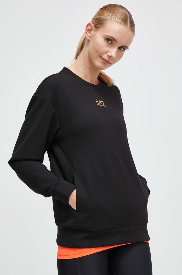 Mikina EA7 Emporio Armani bez kapuce černá 6RTM23.TJQLZ