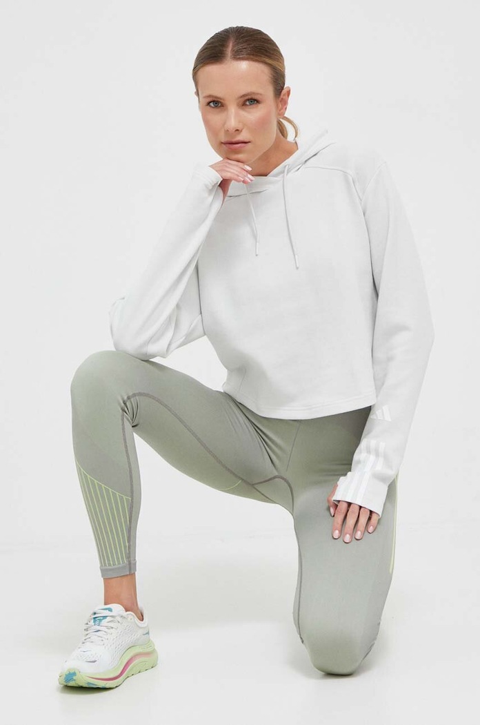 Tréninková mikina adidas Performance s kapucí šedá IM5023