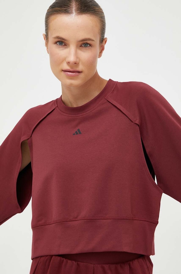 Pulover za vadbo adidas Performance Power Brez kapuce bordo IK6887
