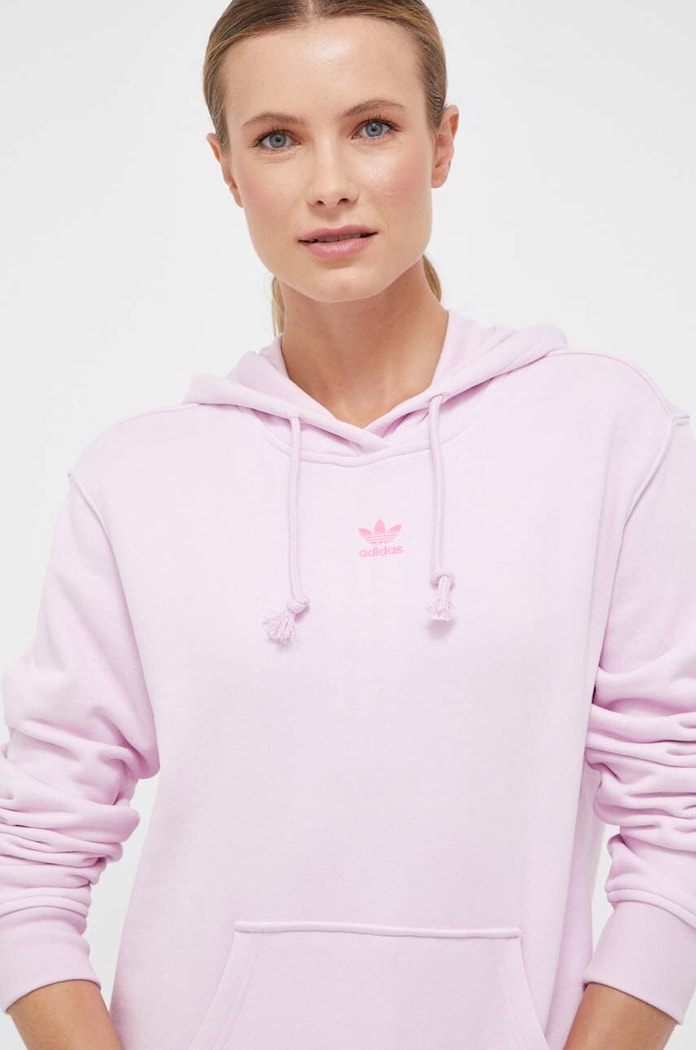 Bavlněná mikina adidas Originals s kapucí fialová IJ9761