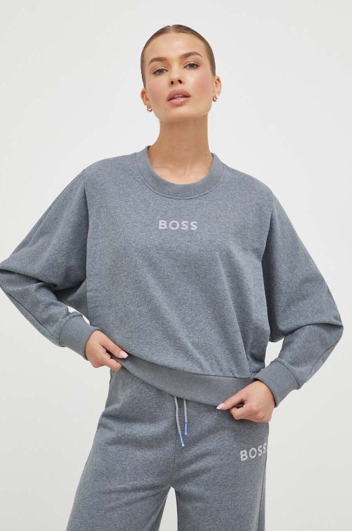 Pamučna dukserica Boss Orange BOSS ORANGE bez kapuljače plava 50502505