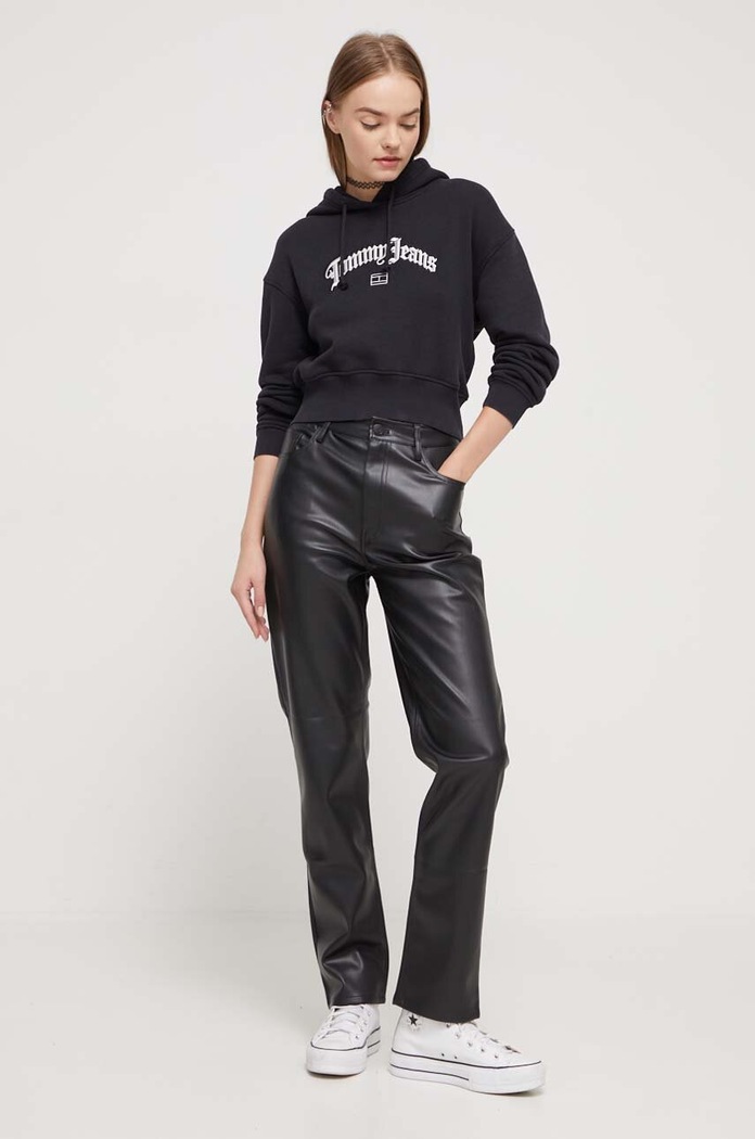 Tommy Jeans pamut melegítőfelső DW0DW16400 fekete AW23