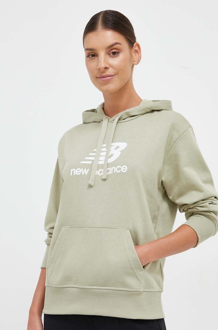 Суичър New Balance с качулка зелен WT31533FUG