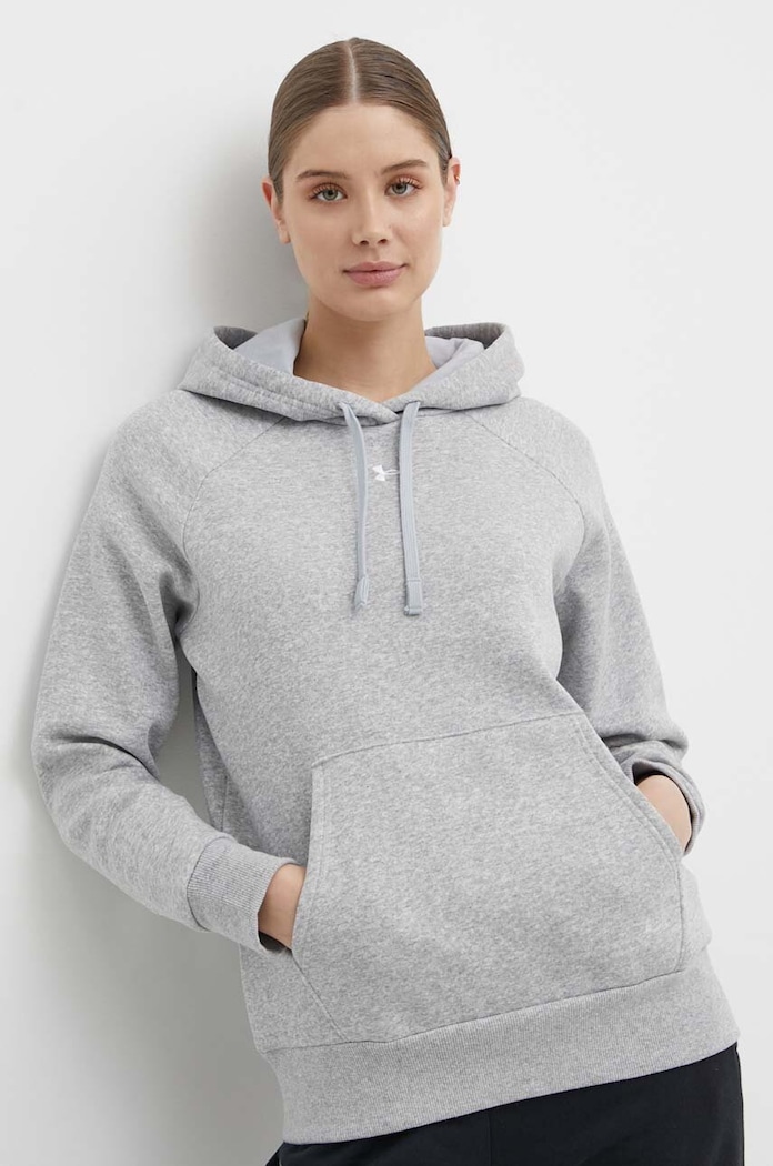 Under Armour mikina s kapucí dámská s bavlnou UA Rival Fleece s kapucí šedá 1379500