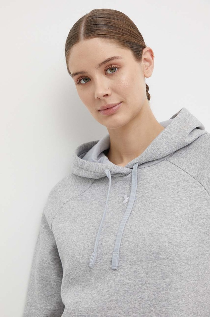 Under Armour mikina s kapucí dámská s bavlnou UA Rival Fleece šedá 1379500