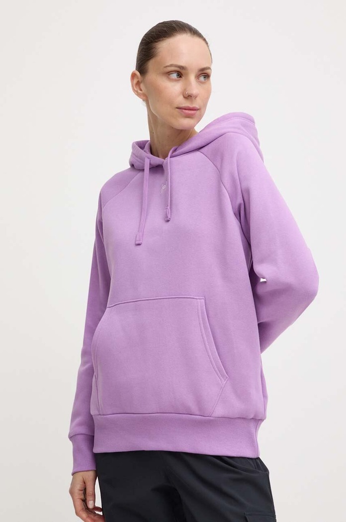 Under Armour bluza z kapturem damska z bawełną UA Rival Fleece fioletowy 1379500