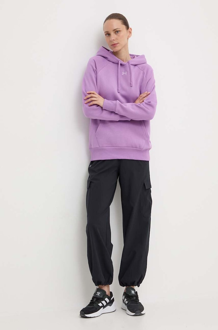 Under Armour bluza z kapturem damska z bawełną UA Rival Fleece 1379500 fioletowy SS26