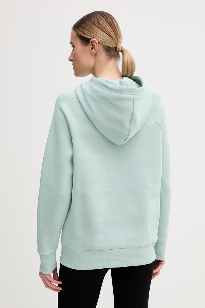 Одяг Under Armour кофта з капюшоном жіноча з бавовною UA Rival Fleece 1379500 бірюзовий
