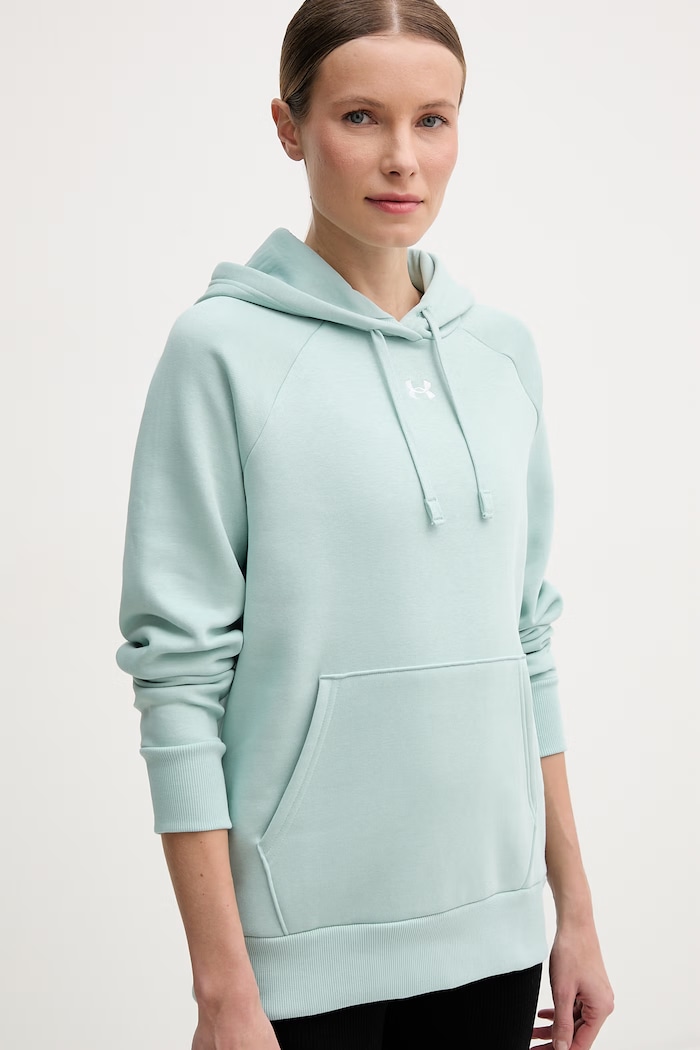 Under Armour кофта з капюшоном жіноча з бавовною UA Rival Fleece бірюзовий 1379500