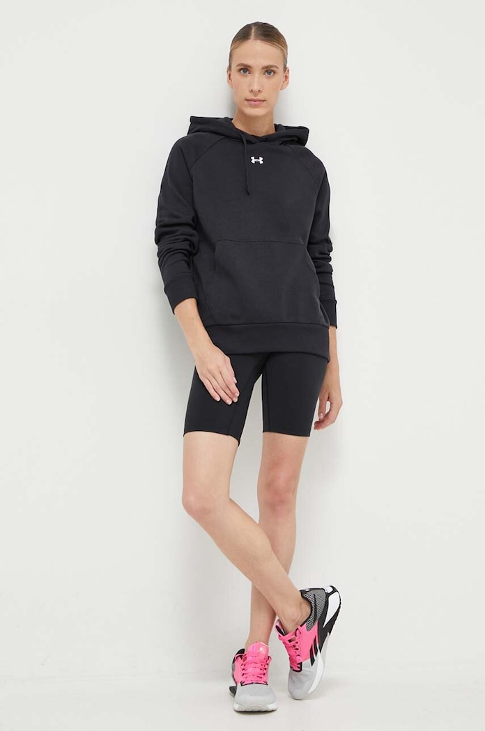 Under Armour bluza z kapturem damska z bawełną UA Rival Fleece 1379500 czarny SS26