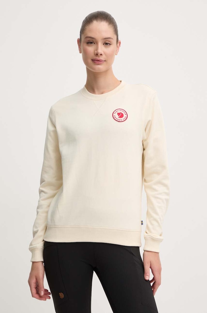 Bavlněná mikina Fjallraven 1960 Logo bez kapuce béžová F87230.113