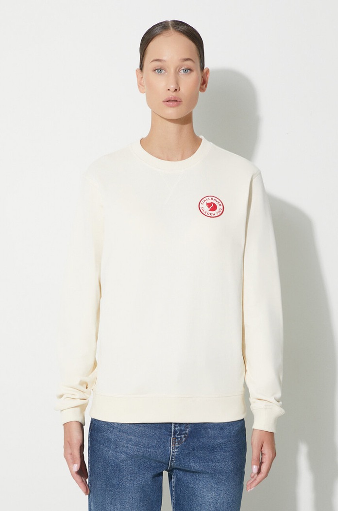 Βαμβακερή μπλούζα Fjallraven 1960 Logo απλικέ μπεζ F87230.113