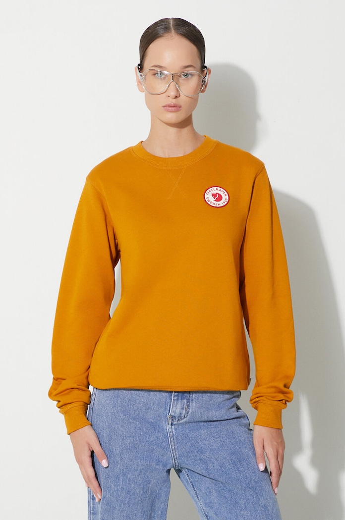 Памучен суичър Fjallraven 1960 Logo щампа жълт F87230.166