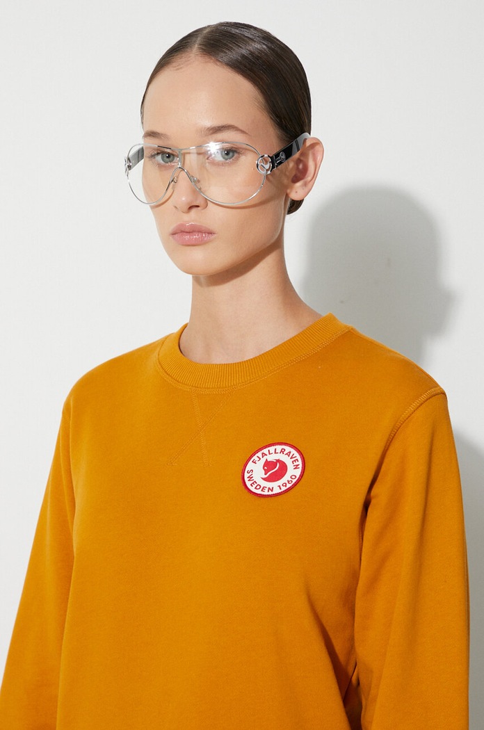 Памучен суичър Fjallraven 1960 Logo F87230.166 жълт