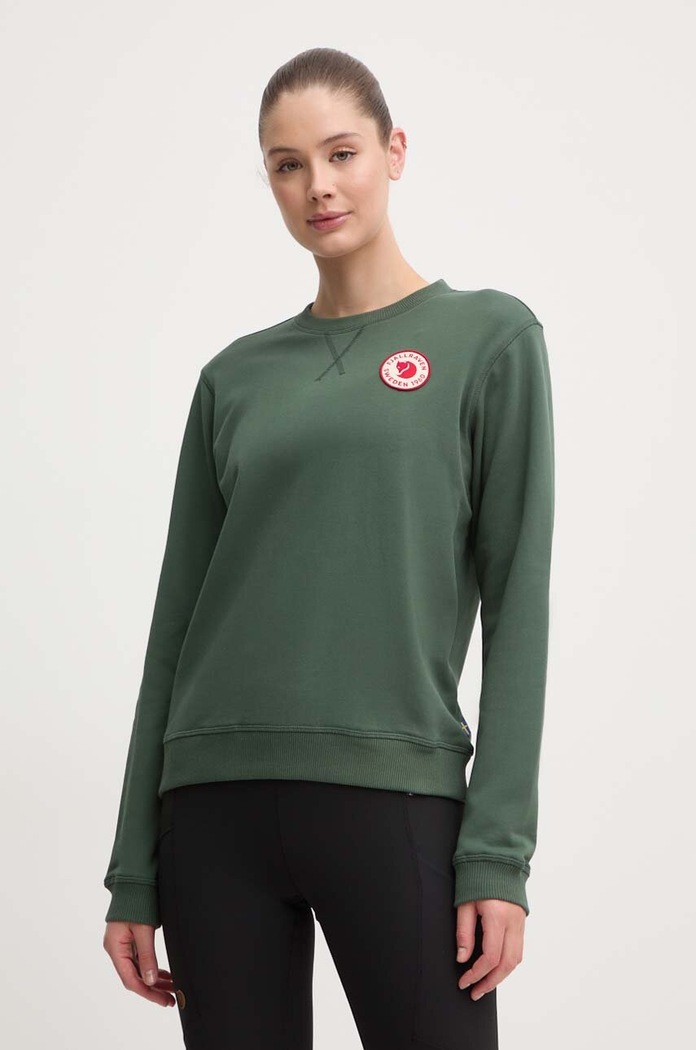 Βαμβακερή μπλούζα Fjallraven 1960 Logo 1960 Logo Badge Sweater χωρίς κουκούλα τιρκουάζ F87230.679