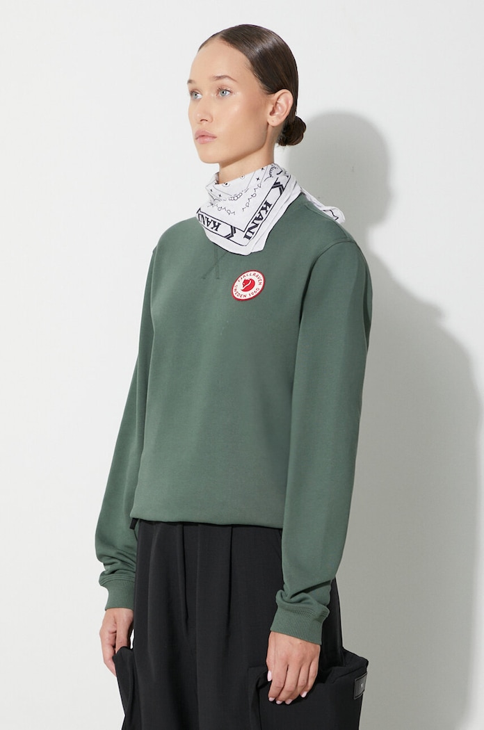 Pamučna dukserica Fjallraven 1960 Logo Badge Sweater tirkizna F87230.679