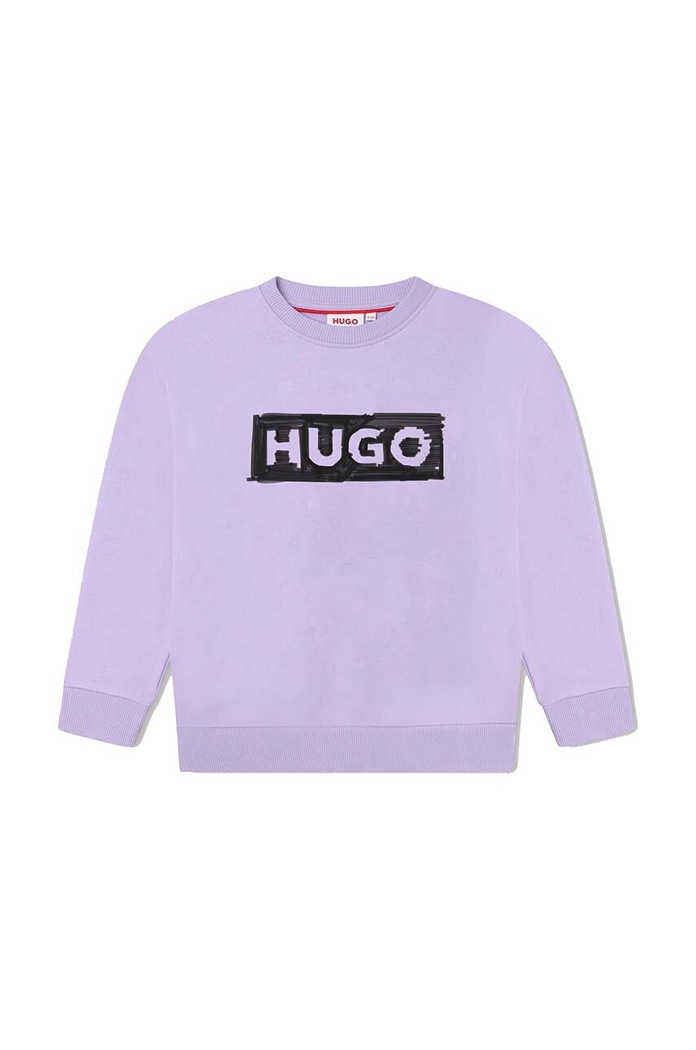 Παιδική μπλούζα HUGO στάμπα μωβ G15117.102.108