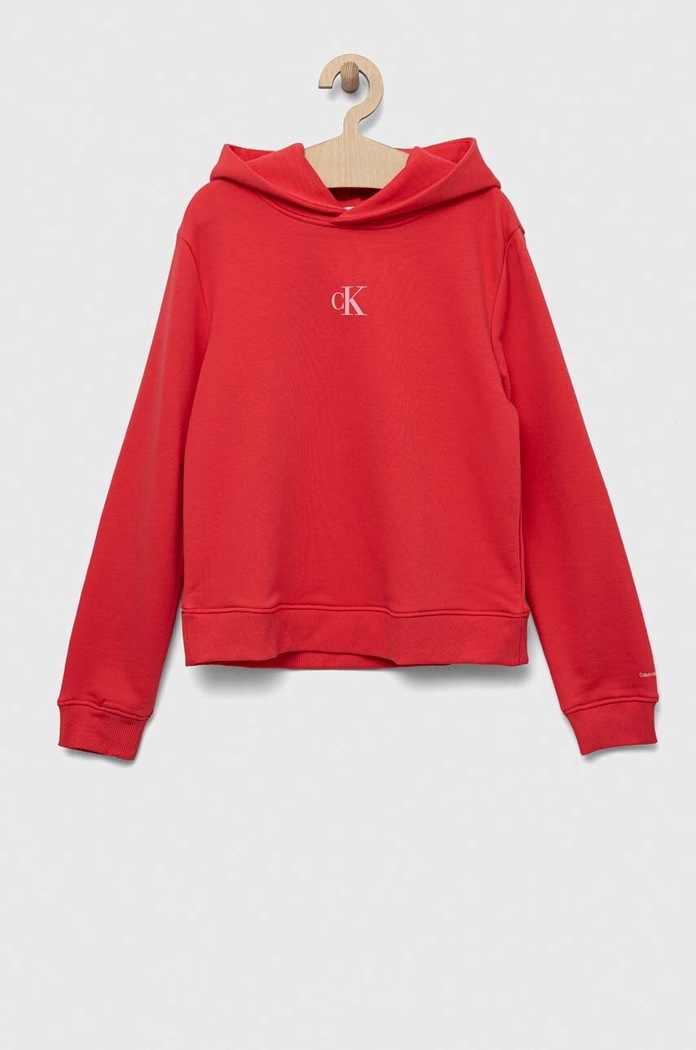 Dětská mikina Calvin Klein Jeans s kapucí červená IG0IG02139.9BYX