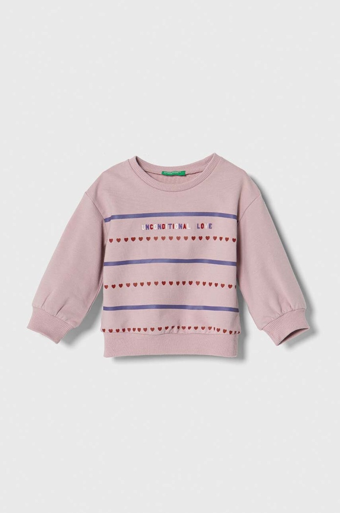 Dětská mikina United Colors of Benetton bez kapuce fialová 36FPG10AX.P.SEASONAL