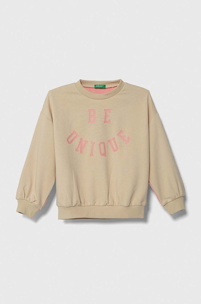 Dětská mikina United Colors of Benetton potisk béžová 32N4C10DU.G.SEASONAL