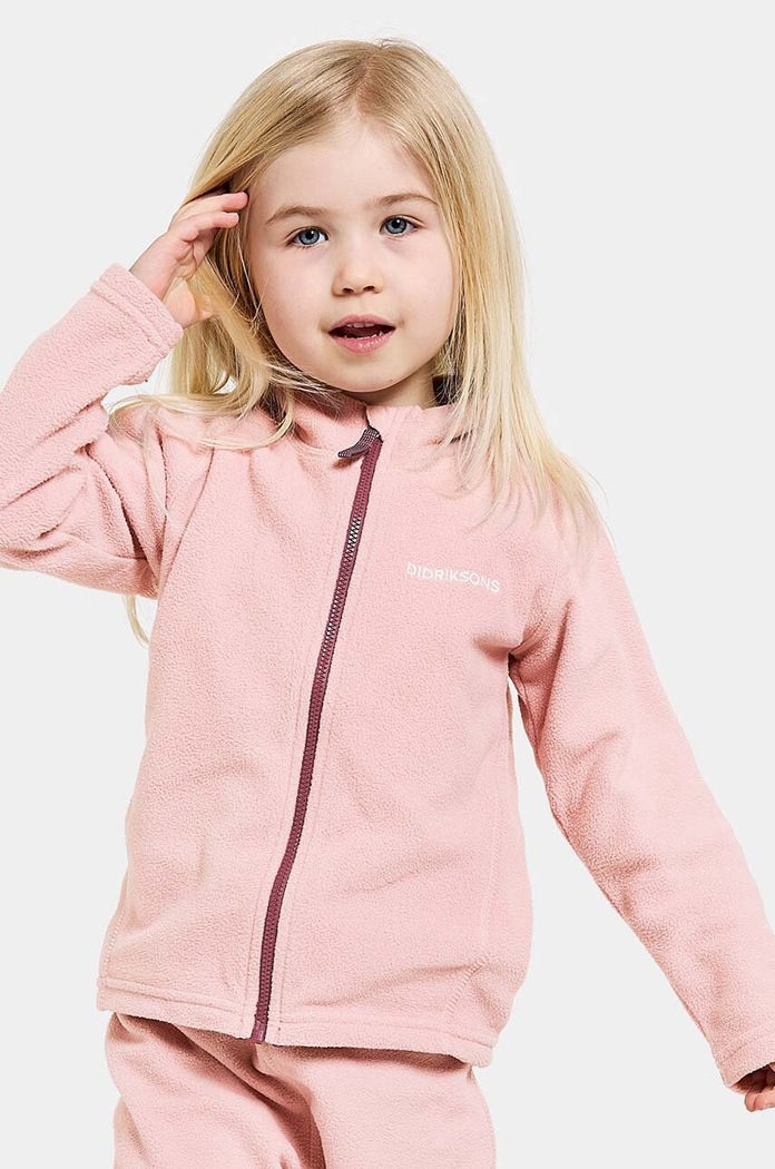 Детски суичър Didriksons MONTE KIDS FULLZIP без качулка розов 505026