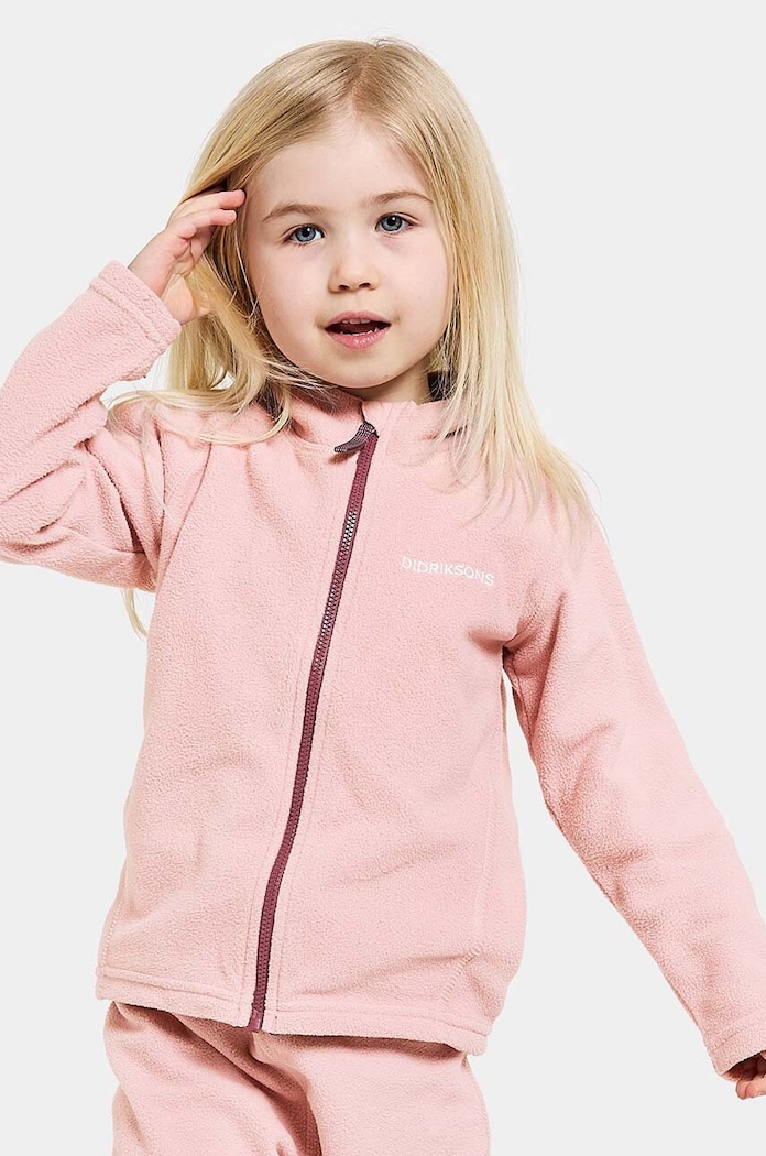 Детски суичър Didriksons MONTE KIDS FULLZIP без качулка розов 505026