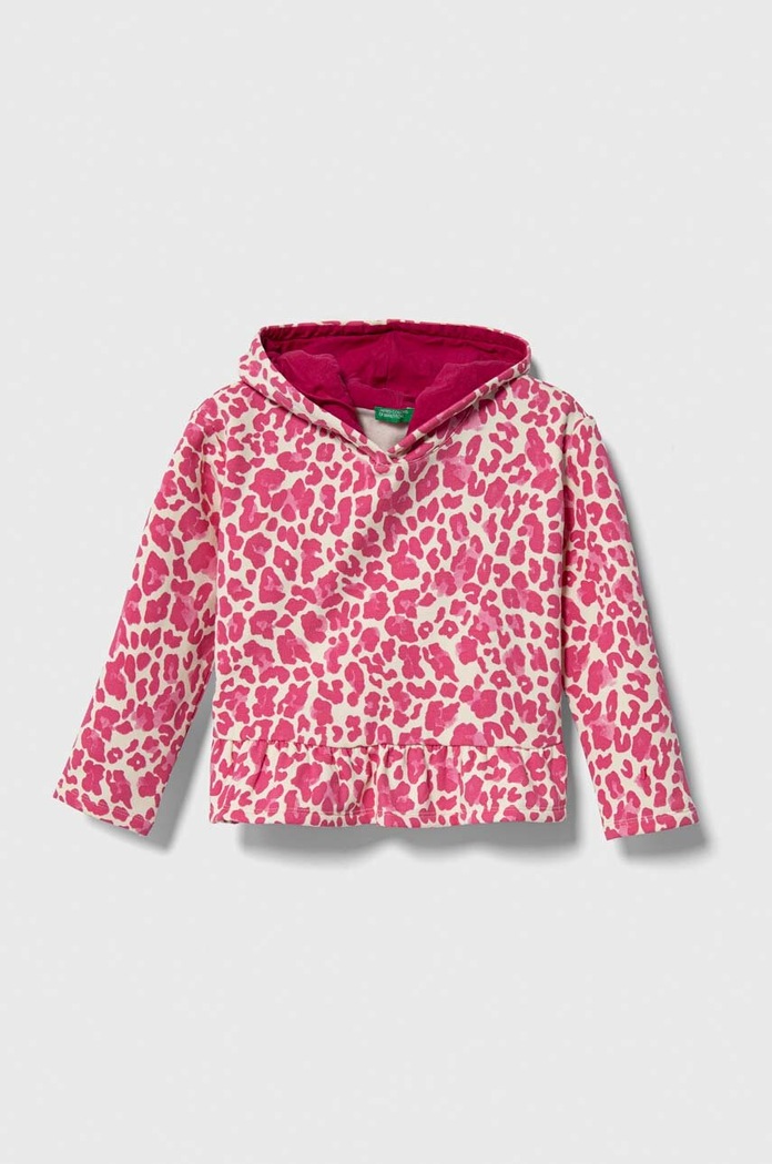 Dětská mikina United Colors of Benetton s kapucí růžová 35Y3G200G.P.SEASONAL