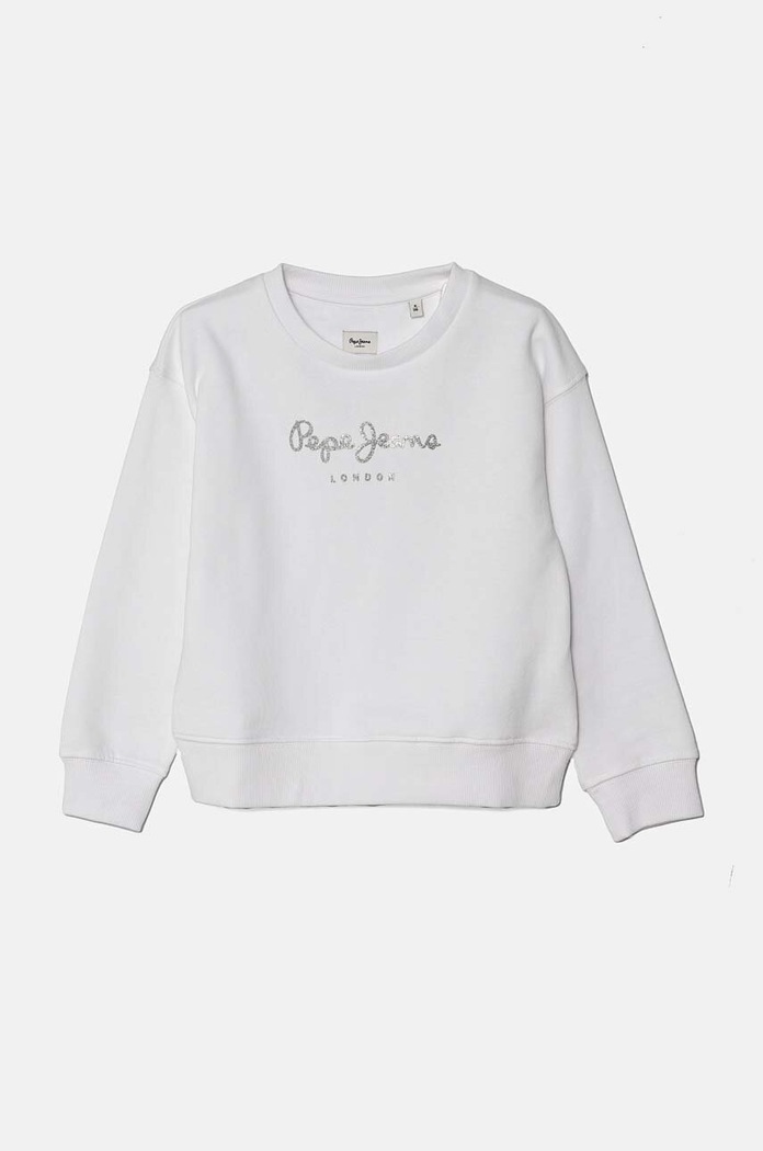Dětská bavlněná mikina Pepe Jeans bez kapuce bílá PG581317
