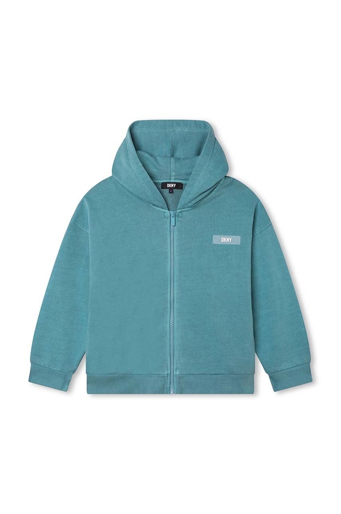 Детски памучен суичър Dkny D55001.114.150 тюркоазен AW23