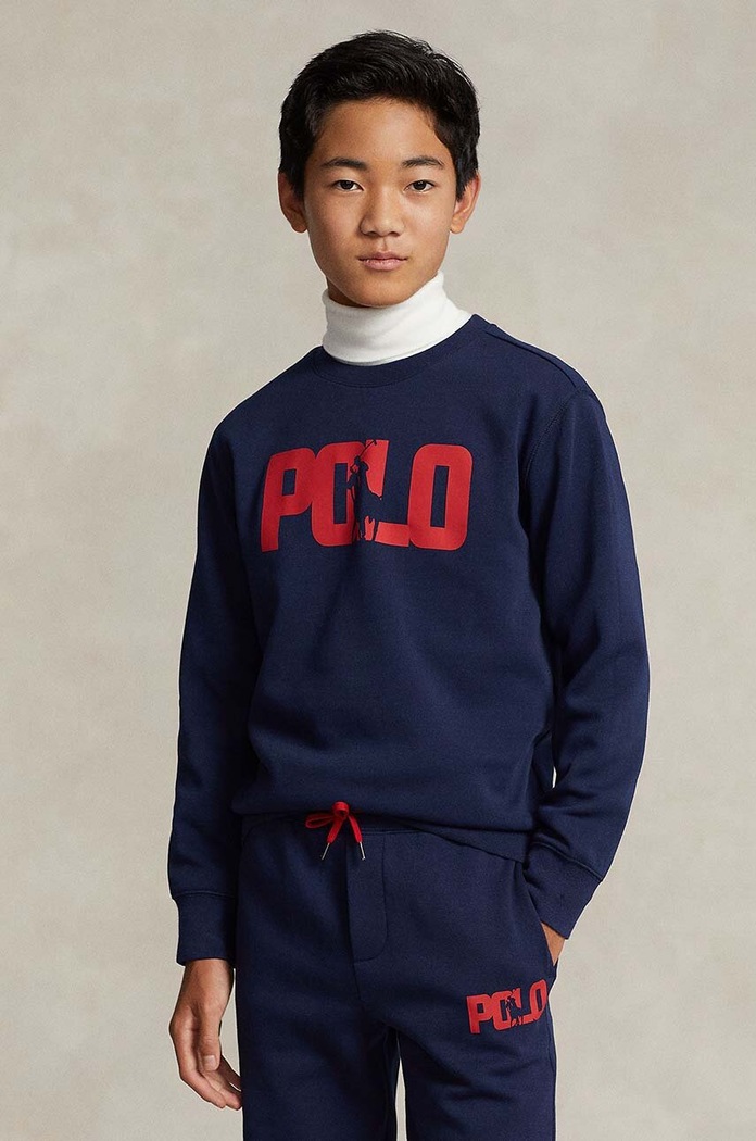 Dětská mikina Polo Ralph Lauren bez kapuce námořnická modř 323919519001