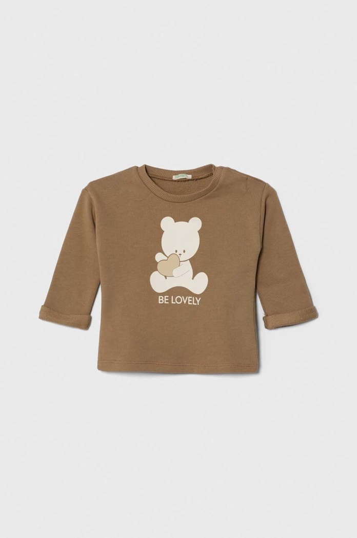 United Colors of Benetton csecsemő melegítőfelső pamutból pamut barna 3J70A1036.W.SEASONAL