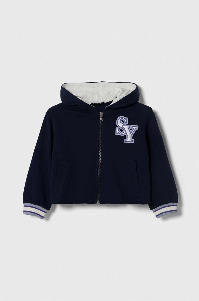 Sisley bluza bawełniana dziecięca z kapturem granatowy 3J68X500P.G.SEASONAL