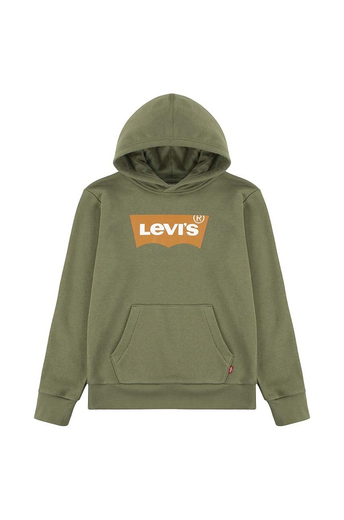 Dětská mikina Levi's s kapucí zelená 9E8778