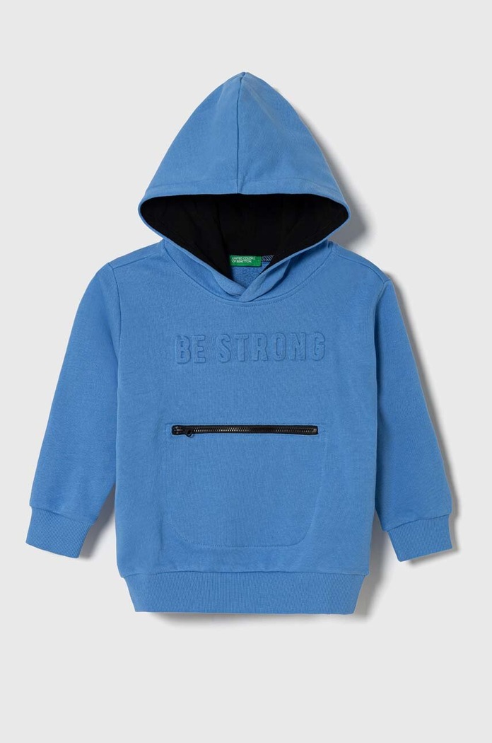Dětská bavlněná mikina United Colors of Benetton nášivka modrá 3J68G200H.P.SEASONAL