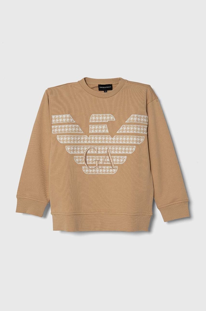 Emporio Armani hanorac de bumbac pentru copii imprimeu maro 6R4MJ1.4JSRZ