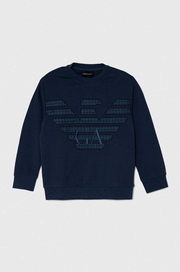 Dětská bavlněná mikina Emporio Armani bez kapuce modrá 6R4MJ1.4JSRZ