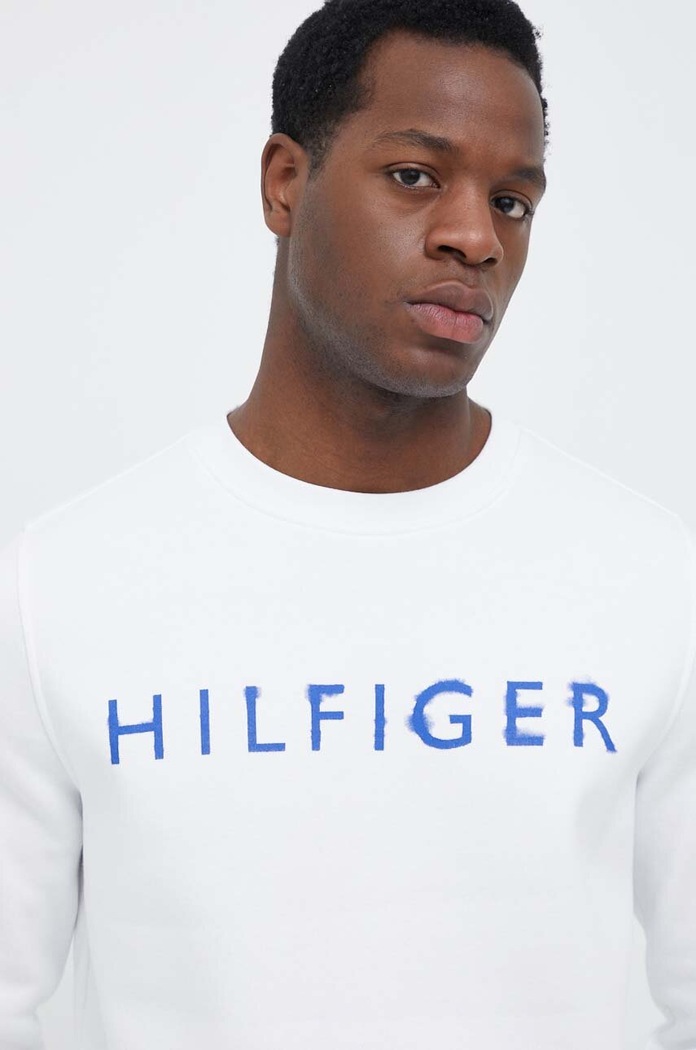 Mikina Tommy Hilfiger bez kapuce bílá MW0MW32358