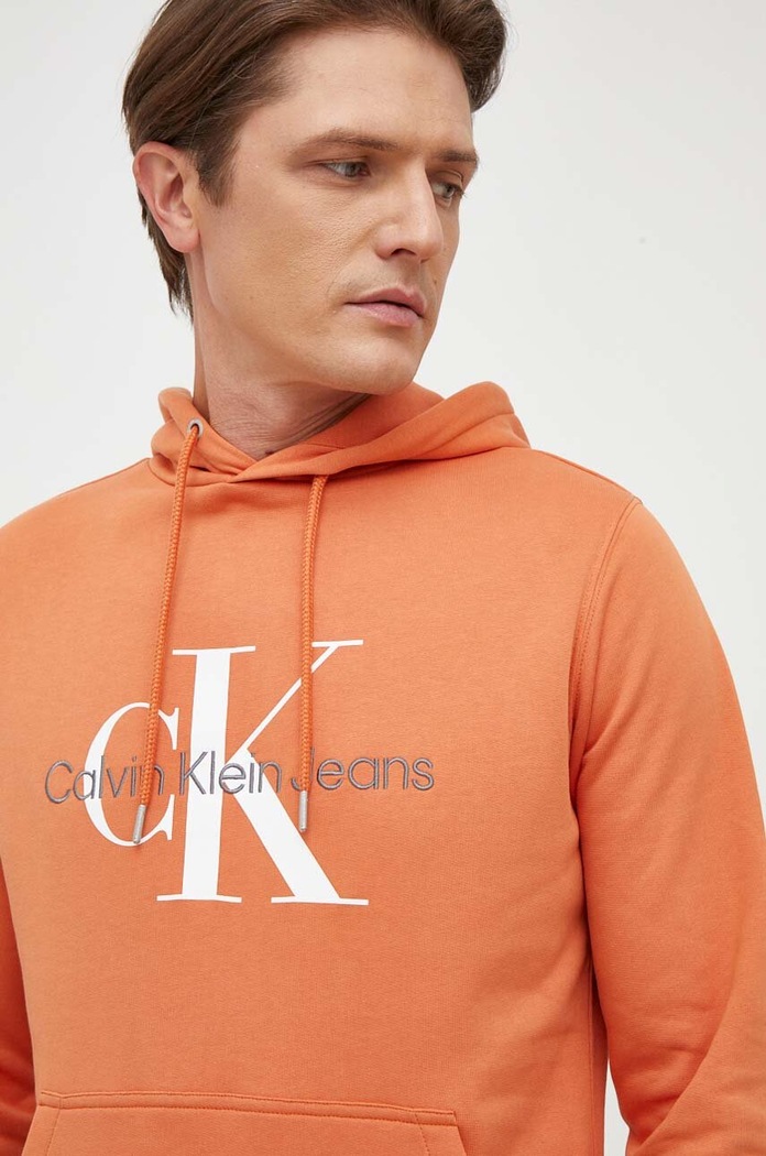 Bavlněná mikina Calvin Klein Jeans oranžová J30J320805