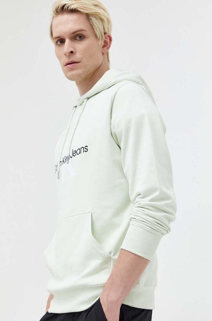 Pamučna dukserica Calvin Klein Jeans zelena J30J320805