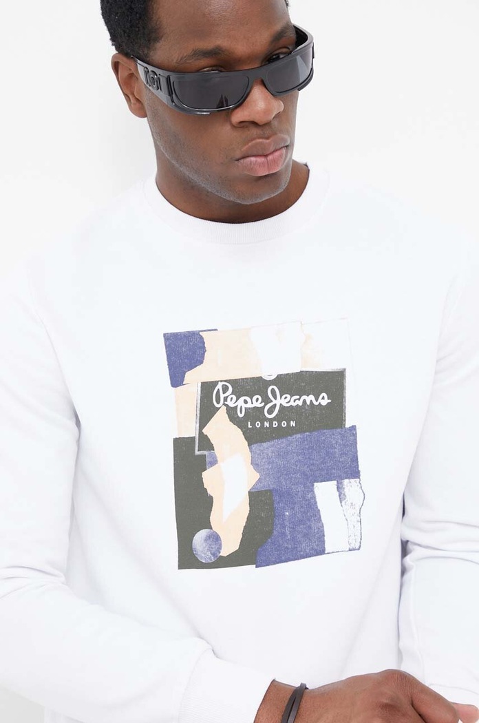 Pepe Jeans pamut melegítőfelső Oldwive fehér PM582479.800