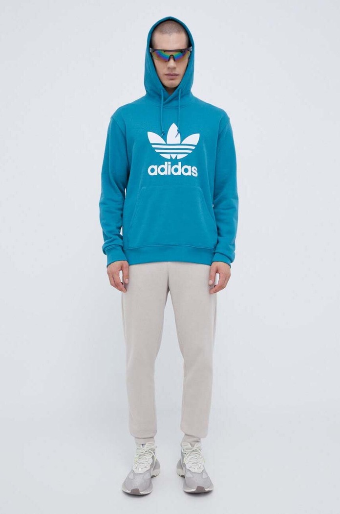 Pamučna dukserica adidas Originals IM4498 tirkizna AW23