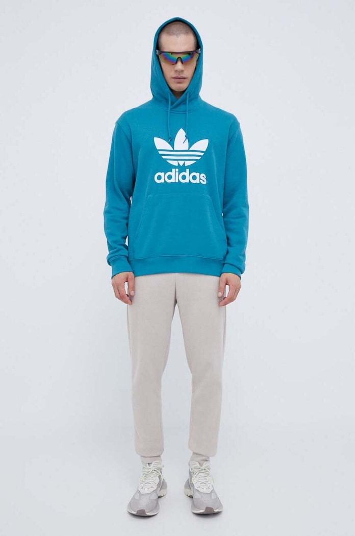 Pamučna dukserica adidas Originals IM4498 tirkizna AW23